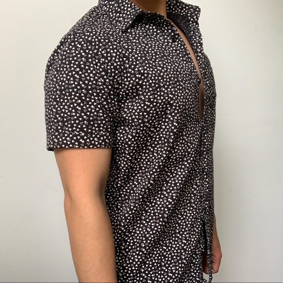 Men’s S Short Sleeve button up Black and White - Picture 3 of 5